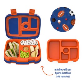 Bentgo Kids Prints Tray with Transparent Cover - Reusable, BPA-Free, 5-Compartment Meal Prep Container with Built-In Portion Control for Healthy At-Home Meals and On-the-Go Lunches (Sports)