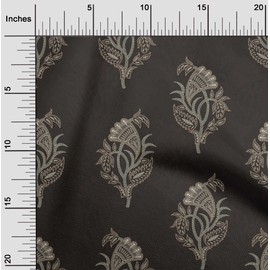 oneOone Velvet Tawny Brown Fabric Dotted Floral Quilting Supplies Print Sewing Fabric by The Yard 58 Inch Wide