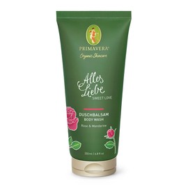 PRIMAVERA Alles Liebe Shower Balm 200 ml - Gift for Women, Shower Gel, Natural Cosmetics - Roses, Mandarin Fragrance - Gently Cleanses, Moisturising - Vegan