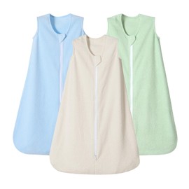PHF 3 Pack Soft Micro-Fleece Baby Sleep Sack, 18-24 Months Warm Baby Wearable Blanket, 2-Way Zipper Sleeping Bags, Comfy Toddler Sleeping Sack for Baby Boys, X-Large Size, Oat Milk&Blue&Sage Green