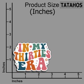 (3 PCS) in My Thirties Era Sticker, 30th Birthday Sticker, Funny 30th Bday Decal, Decorate Books, Laptops, Water Bottles, Kindles Stickers Waterproof Vinyl Stickers Vintage Groovy Design 3"x2.4" Inch