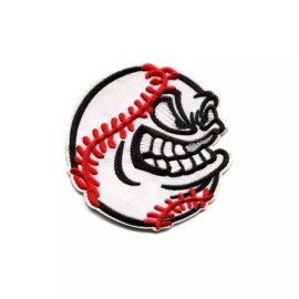 Patchwork Paradise Angry Baseball Face Embroidered Iron On Patch DIY Applique