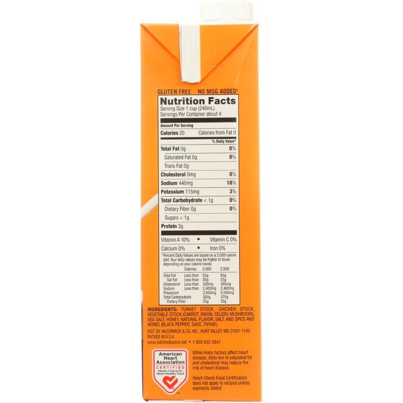 Kitchen Basics Original Turkey Stock, Gluten Free, 32 oz. Carton,