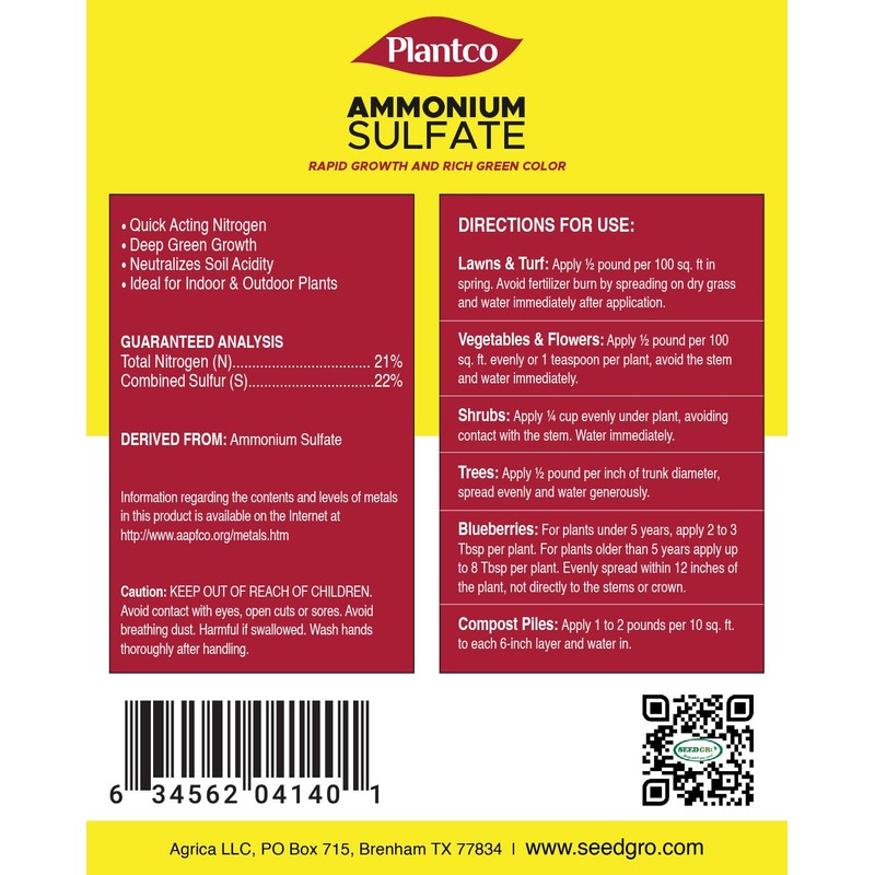 Ammonium Sulfate 21-0-0 Fertilizer with Nitrogen and Sulfur | Lowers