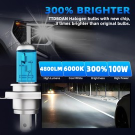 TTDBDAN Halogen Headlights Fit for Hyundai Tucson 2005-2013 Headlight Bulbs,9003/H4/HB2 High/Low Beams+ 880/881 Fog Lights Bright Front Lights,Plug And Play,Pack of 4