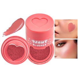Heart Stamp Blush, Stamp Blush with Heart Shaped Applicator, Air Cushion Blusher, Moisturizing Cheek Tint Blushers for Cheeks Make Up, Natural-Look Cheek Tint Set Long Lasting Makeup (#02)