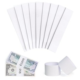 L LIKED 300 PCS Money Bands, Self Sealing Currency Money Straps for Bill Wrappers, Blank, White