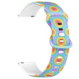 Compatible with Garmin Forerunner 165/165 Music, Forerunner 35/45 / 45S, 20mm, Replacement Sport Watch Band (Rainbow Colors Concentric Circles Dot) Silicone Soft Strap Bracelet