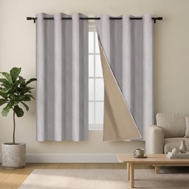 Rosewood Cortinas Blackout Look Lino para Recámara y Sala – Cortinas Largas 160 x 107 cm – Cortina Black out Térmica Aislante y Antiruido – 2 Paneles para Ventanas (Gris)
