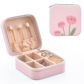 MAYCARI Travel Jewellery Box, Faux Leather, Small Jewellery Box, Mini Jewellery Organiser, Portable Jewellery Box for Rings, Necklaces, Earrings