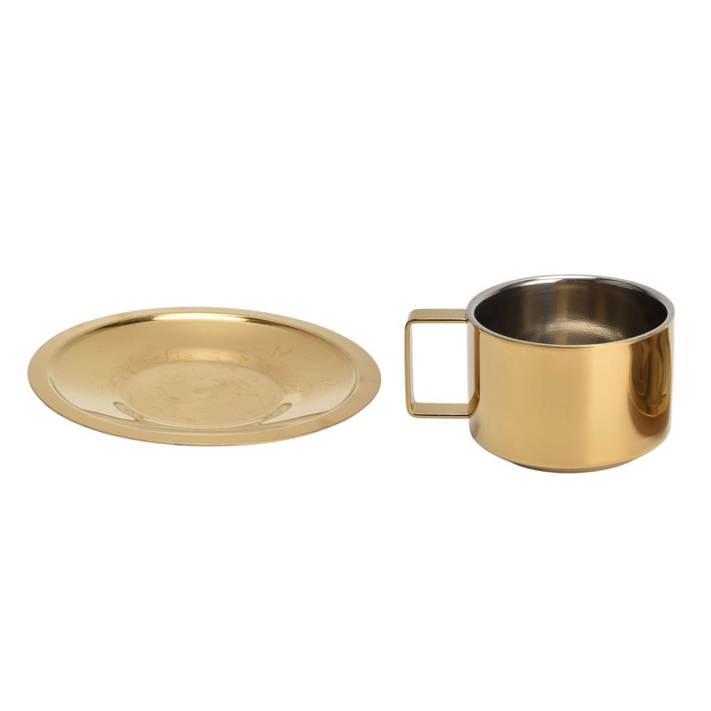 Coffee Cup Gold Fashionable Design Wearable Convenient Practical Stainless Steel
