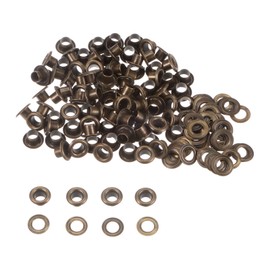 HARFINGTON 100set Grommets Kit Metal Eyelets 4.5mm 3/16" Hole Tiny Grommet for Shoes Clothes Belt Bag DIY Project, Bronze