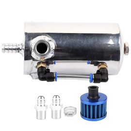 KSTE Catch Tank Oil, Universal 0.5L Oil Catch Can Aluminum Alloy Breather Tank Reservoir with Air Filter