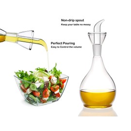 HAIZEEN 13ounce/ 380 ml Clear Glass Olive Oil Dispenser Bottle - Oil & Vinegar Cruet with Pourers and NO Funnel Needed - Olive Oil Carafe Decanter for Kitchen and BBQ