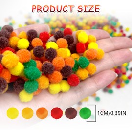 UILYNIU 1000 Pieces Orange Brown Pom Poms Fall Pom Poms Balls for Crafts Making DIY Autumn Thanksgiving Party Decorations Supplies DIY Creative Crafts Decorations 10mm Pom Poms (1000 pcs)