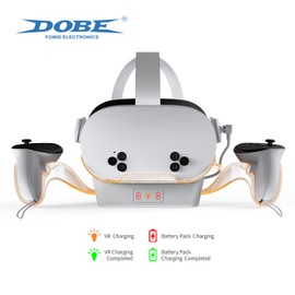 Dobe - Charging Kit Designed for Quest2, Quest3, Quest3S VR Headset, Supports 5V 3A Fast Charging, Equipped with Two 2000MA Capacity Rechargeable Batteries, TY-3867