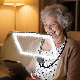 Large 10X Magnifying Glass with Light, Hands Free Magnifying Glass for Reading, Full Book Page Magnifier with 50 LED Lights, Flexible Gooseneck Magnifiers for Seniors Low Vision, Black 10.6 x 7.8in