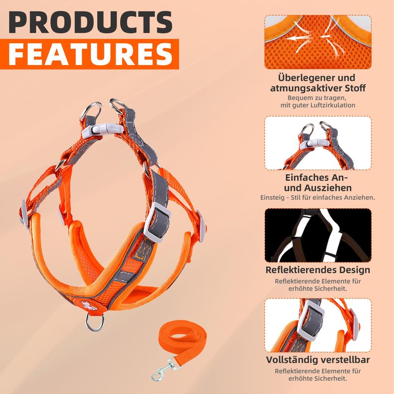 Dog Harness with Dog Lead Set, Air Mesh Breathable Chest