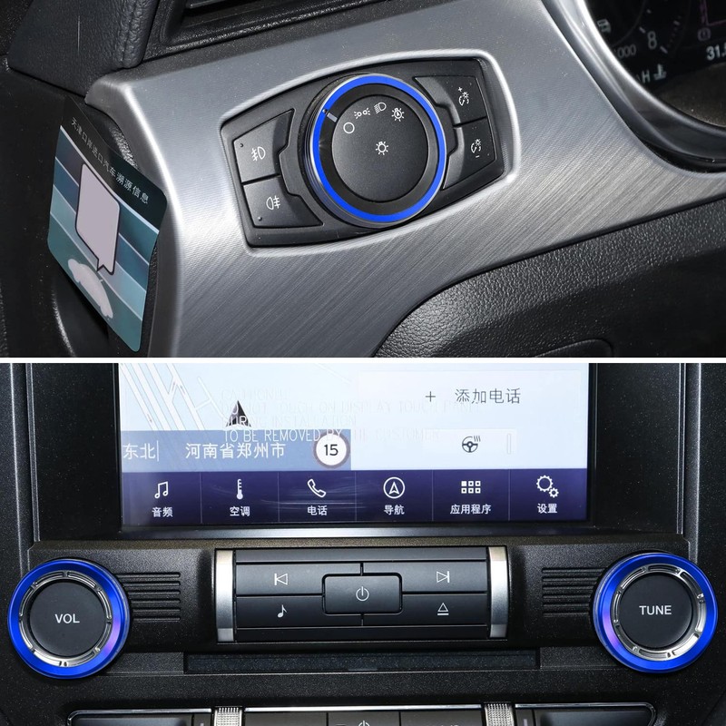 Dash Knobs Trim Ring Compatible with 2015-2021 Ford Mustang Volume