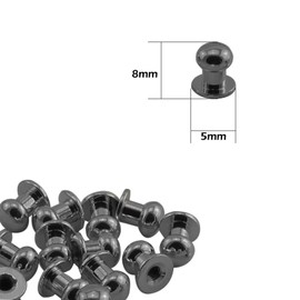 Trimming Shop 8mm Screw Back Chicago Rivets Sam Browne Studs Round Head Hand Pressed Rivet for DIY Leathercrafts, Clothing Repair, Embellishment, Gunmetal, 50pcs