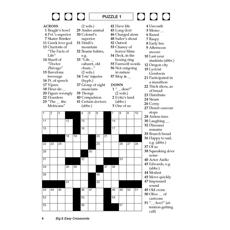 Big & Easy Crosswords Puzzle Book