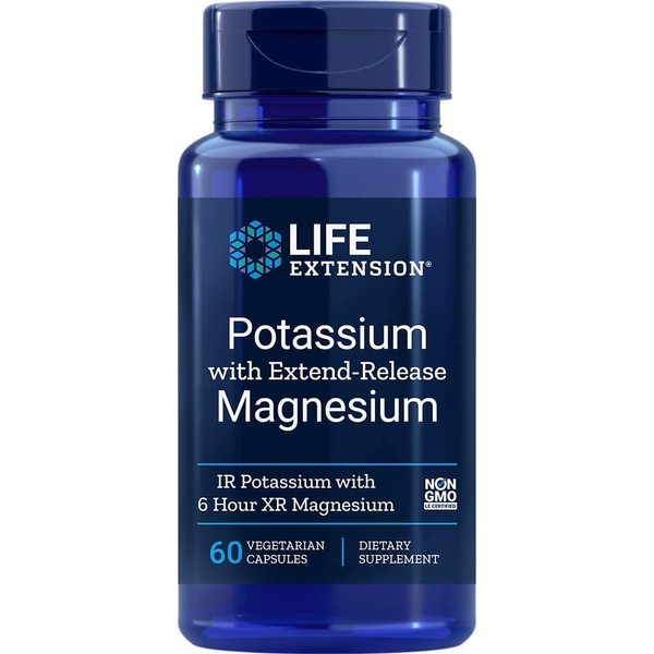 Life Extension Potassium with Extend-Release Magnesium – Dual-Action Mineral Formula for Blood Pressure Support – Gluten-Free – Non-GMO – 60 Vegetarian Capsules