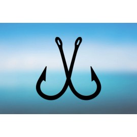 AK Stickers Fish Hooks Crossed Fishing - Vinyl Decal Outdoor Weatherproof - Black, (A) X-Small: 3"