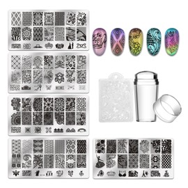 Ashion Nail Image Plate Set of 5 (5 Plates + 1 Stamp + 1 Scraper)
