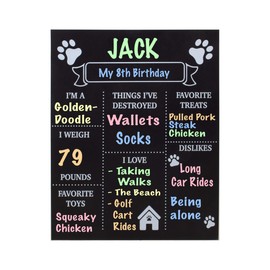 Dog Milestone Chalkboard Sign – Reusable Birthday Board for Puppies & Dogs – Pet Memory Keepsake for Growth, Favorites & Firsts – Photo Prop for Dog Birthday Party