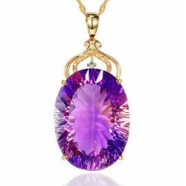 Fashion Silver Plated Amethyst Necklaces Gold Chain Pendants Women Lab-Created