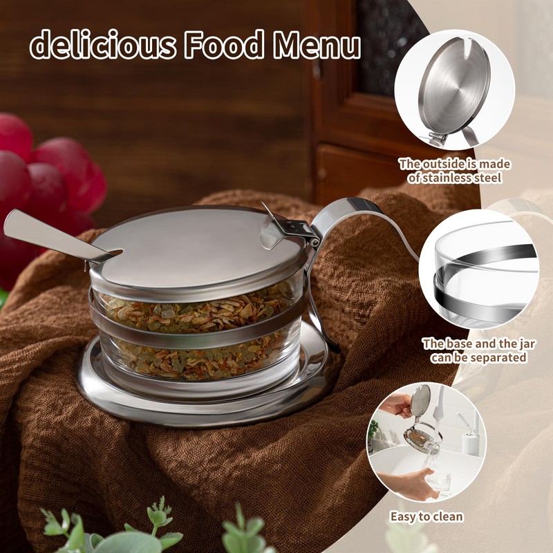 Honeydak 2 Set Stainless Steel Endurance Salt Server with Spoon