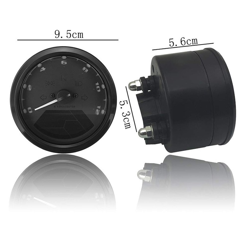 HANSWD MPH/KMH 124MPH/199km per hour 12000rpm LCD Digital Speedometer Tachometer