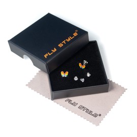 Fly Style Butterfly Rainbow Earrings Silver 925 for Children - Girls Earrings / Women, Sterling Silver