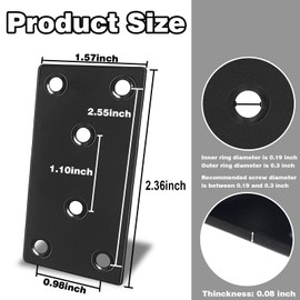 35-Pack Mending Plates for Wood, 2.36” 304 Stainless Steel Straight Mending Joining Plates, Heavy Duty Metal Brackets for Brace, Wood Furniture Fence Bookcase- Black