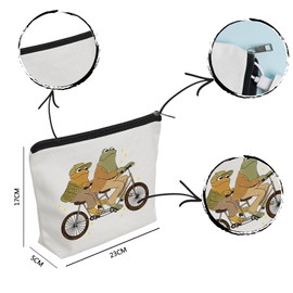 WZJHCL Frog And Toad Tandem Bicycle Makeup Pouch Bag Frog And Toad On The Bike Cosmetic Kit Bag Frog And Toad Lover Gift, Frog Toad, Fashion