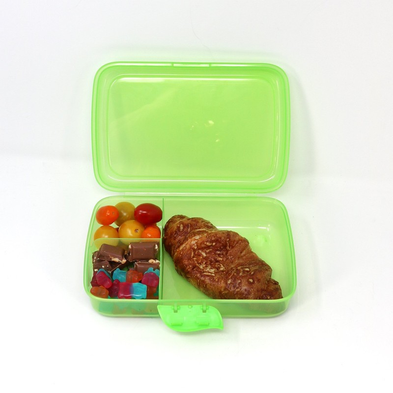 com-four® 3X Brotdose für unterwegs - Lunch-Box mit Trennwänden -