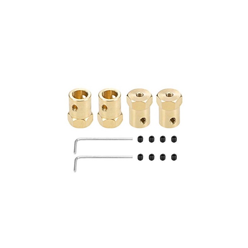 sourcing map Hex Coupler 8mm Bore Motor Hex Brass Shaft