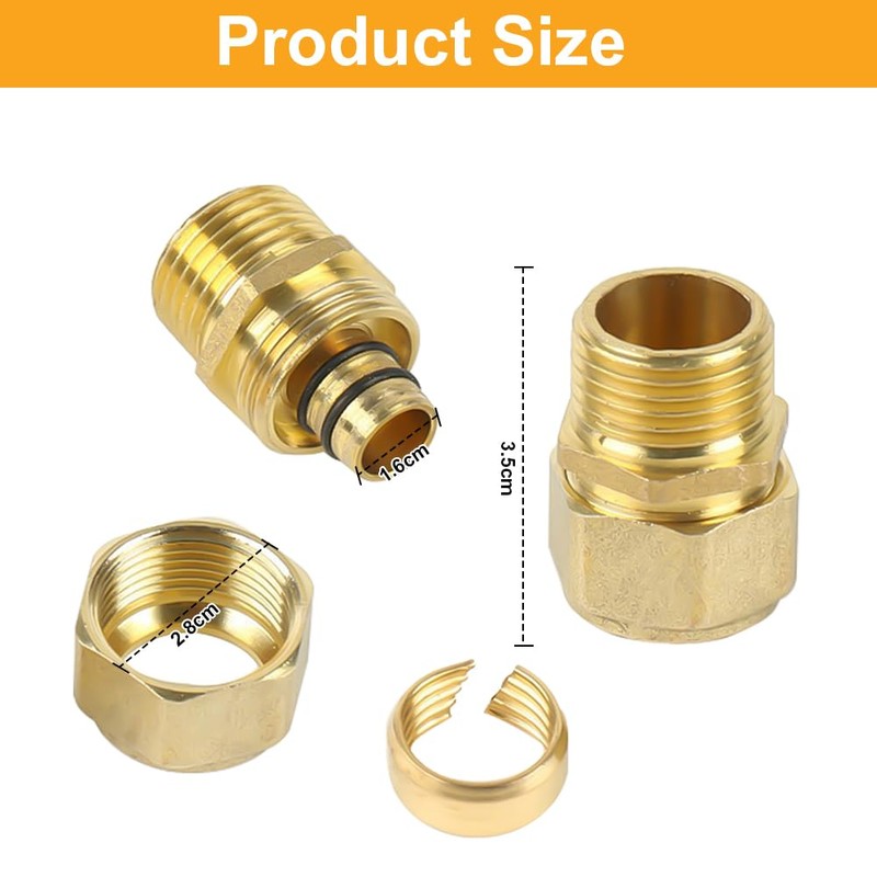Tulov Pack of 2 16 Screw Fittings, Transition with 1/2