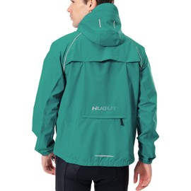 Men's Running Cycling Rain Jacket Waterproof Lightweight Biking Hiking Windbreaker Raincoat Reflective Packable Green X-Large
