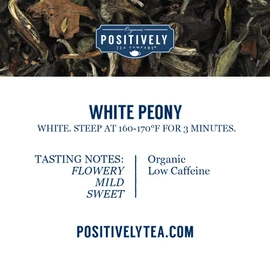 Organic Positively Tea Company, té blanco peonía, hoja suelta, 16 onzas