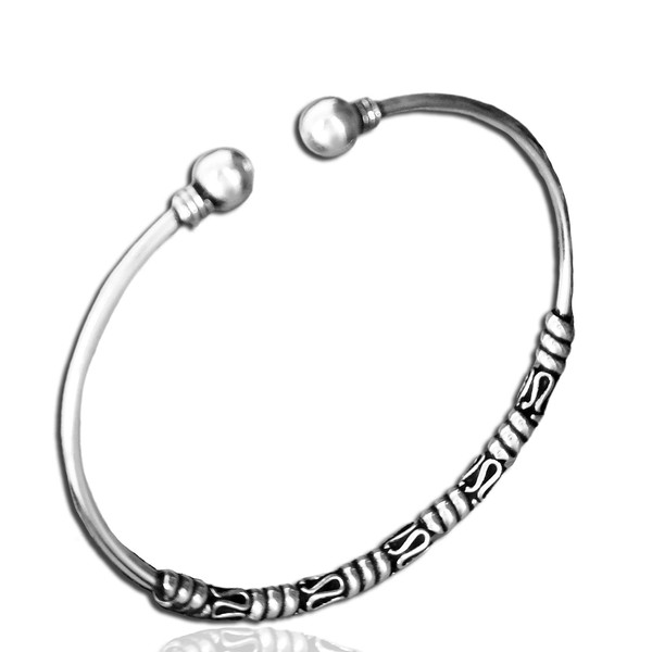 Quality 925 Sterling Silver Bali Java Torque Bracelet/Personalised Cuff Bangle/Genuine