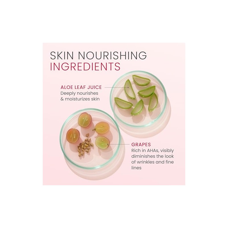 Crema anti-arrugas con Aloe vera y extracto de Uva, 1.69Oz/50ml
