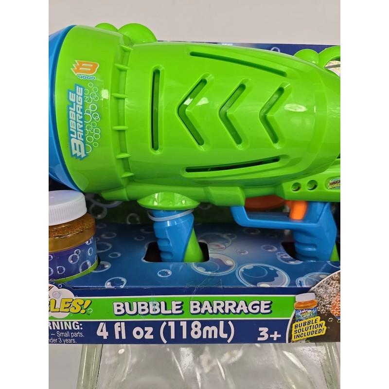 Play Day Bubble Barrage Gun Includes 4oz Solution & Drip