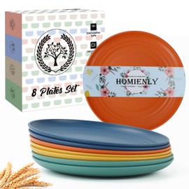 Homienly 5.7 Inch Small Plates-Wheat Straw Mini Plate, Unbreakable Plate Set Ideal for Dessert, Appetizers, Small Serving, Side Dish, Lightweight Dessert Dishes Plates, Set of 8, Colorful