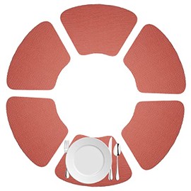 Kraftware Fishnet Wedge Placemats for Round Outdoor Tables, Brick Red, Set of 6, Small