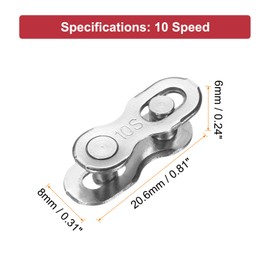 sourcing map 2pcs Bicycle Missing Link 10 Speed Reusable Steel Bicycle Chain Link Connector Quick Link Bicycle Chain Coupling for Mountain Bikes Road Bicycle Chain Replacement, Silver