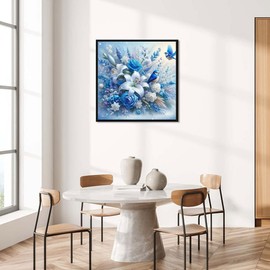 EIBEILI Diamond Art Kits for Adults, Blue Bird and Flower 5D Diamond Painting Kits for Beginner Clearance DIY Gem Art Full Drill Diamond Dots Crystal Craft Kits for Home Wall Decor Gifts 12x12in