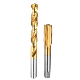 uxcell Tap and Drill Bit Set, 1pcs M14 x 1.5 Straight Flute Thread Screw Tap & 1pcs 12.5mm Twist Drill Bit, Titanium Coated HSS-6542 Tapping Threading Tool Kit