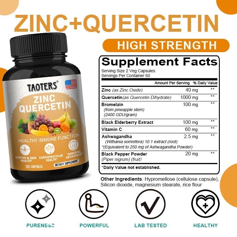 TAOTERS Quercetin Zinc Capsules Protects Respiratory System Antioxidants12