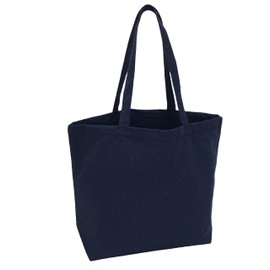 BUOGIO DISEGNO Thick Canvas Tote Bag, Large Capacity, Plain, Eco Bag, A4/PC Compatible, Business, Work, Gusset, Lightweight, Durable, Handbag, Unisex, Shoulder Bag, navy